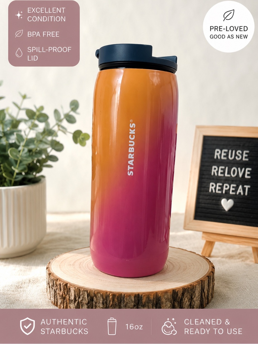 Starbucks Orange to Pink Ombre Tumbler